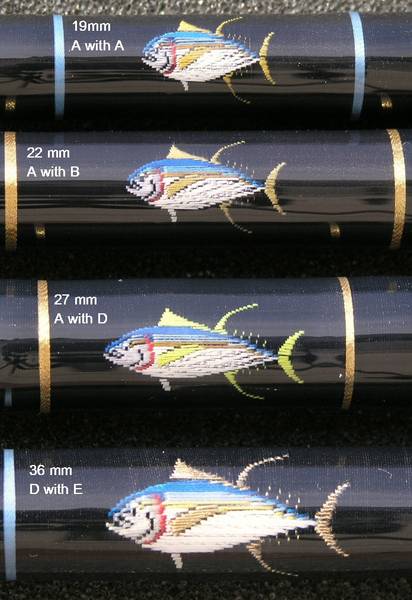 Tuna, Yellowfin Thread sizes